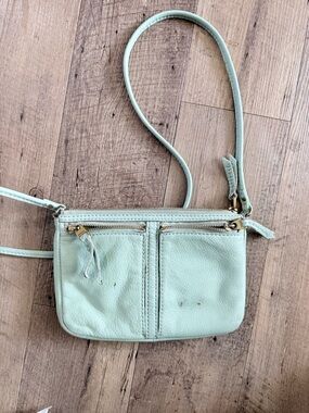 Fossil Mint Green Leather Crossbody Bag with Gold Hardware
